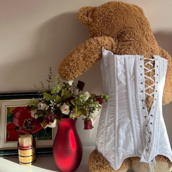 Coquette White Rosey Print Corset (SMALL) - Picture 2 of 9